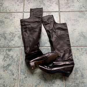Over the Knee Black Leather Boots